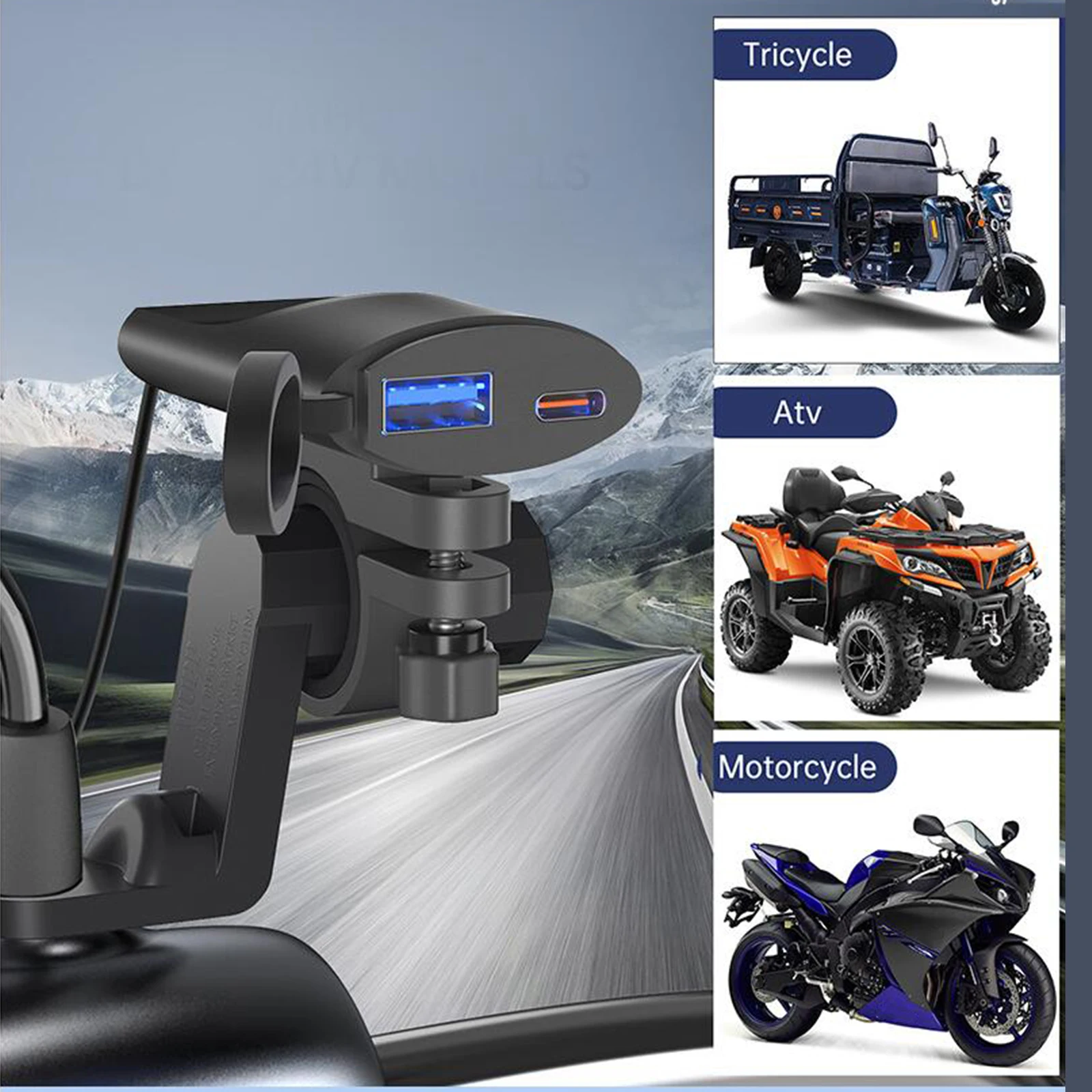 Universal Motorcycle Phone Charger QC 3.0 USB Fast Charging Waterproof 12V-24V Power Adapter for Smartphone Motorbike Scooter - Image 6