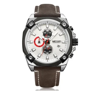Reloj Megir 2054 Factory Price Chronograph Watch Men Wrist Casual Leather Quartz Watches