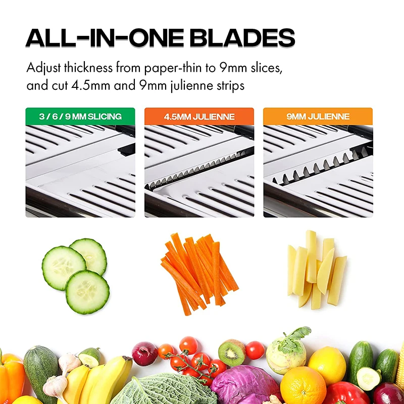 LMETJMA Adjustable Mandoline Slicer Stainless Steel Vegetable Slicer Chopper Cutter for Potato Tomato Onion Carrot JT213 - Image 3