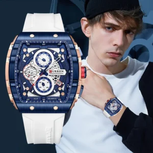 CURREN Top Brand Men’s Watches Luxury Square Quartz Wristwatch  Waterproof Luminous Chronograph Watch for Men Date Clock
