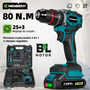 NEWBENY 25+3 Torque Brushless Electric Drill Cordless Multifunction Screwdriver Househeld DIY Power Tools For Makita Battery Pin