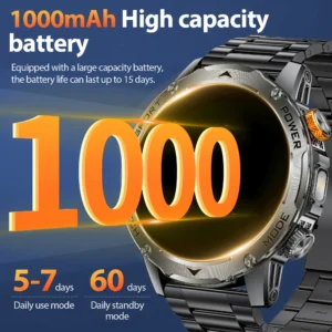 LIGE 2025 New For HUAWEI Xiaomi 1000mah AMOLED Smart Watch Men Sports Fitness LED Flashlight 3ATM Waterproof BT Call Smartwatch