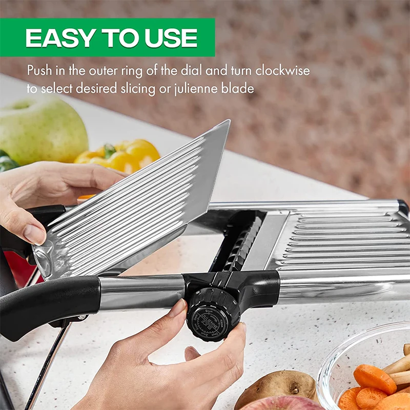 LMETJMA Adjustable Mandoline Slicer Stainless Steel Vegetable Slicer Chopper Cutter for Potato Tomato Onion Carrot JT213 - Image 5