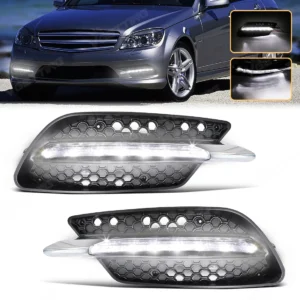 Daytime Running Lights White DRL For Mercedes-Benz W204 C-Class C300 C350 Sport 2008 2009 2010 2011 Front Bumper Grilles Cover