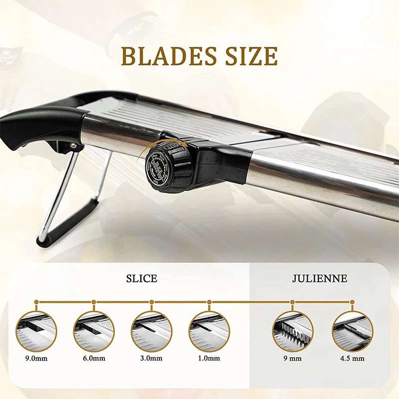 LMETJMA Adjustable Mandoline Slicer Stainless Steel Vegetable Slicer Chopper Cutter for Potato Tomato Onion Carrot JT213 - Image 2