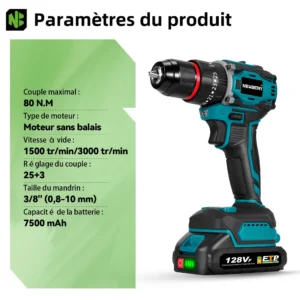 NEWBENY 25+3 Torque Brushless Electric Drill Cordless Multifunction Screwdriver Househeld DIY Power Tools For Makita Battery Pin