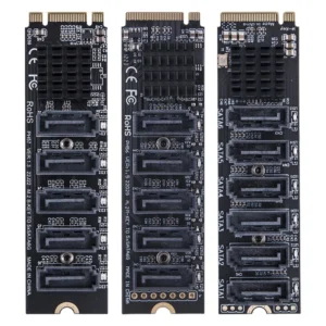 M.2 MKEY PCI-E Riser Card 5/6 Port Adapter Card M.2 To SATA 3.0 Converter NVME To SATA SATA3.0 Adapter 6Gpbs Support PM Function