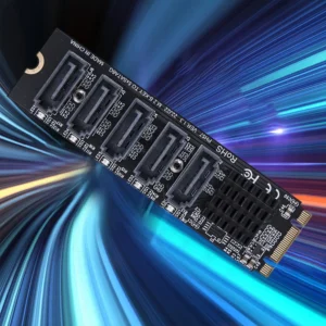 M.2 MKEY PCI-E Riser Card 5/6 Port Adapter Card M.2 To SATA 3.0 Converter NVME To SATA SATA3.0 Adapter 6Gpbs Support PM Function