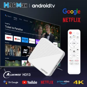 LEFFOT H313 Android 14 Smart TV Box ATV TV Box 4K@60fps 100M/LAN Wifi6 BT5.0 Google Voice Assistant Media Player Set Top Box