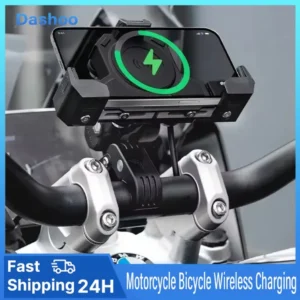 Wireless Charging Motorcycle Riding Phone Holder Shock-Absorbing Adjustable Anti-Theft Quick Release Navigation Bracket